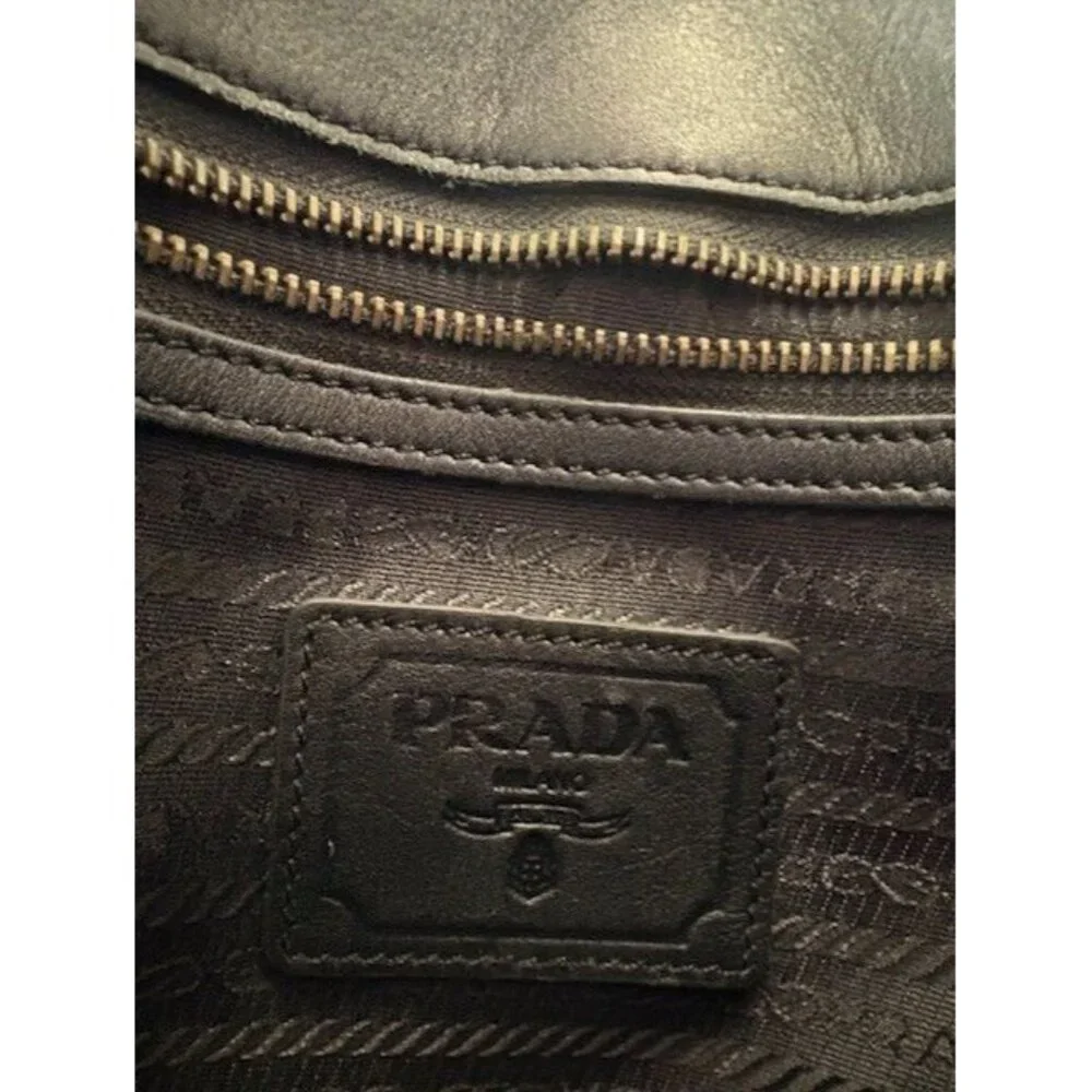 Prada Black Leather Gold Buckle Flap‎ Messenger Bag